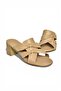 P555455803 Beige Genuine Leather Thick Heeled Women's Slippers - 5