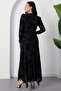 Double-Breasted Collar, Knotted Waist, Long Sleeve Flock Dress Grs3875 - 8