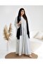 polka dots abaya black and white abaya with matching scarf - 3