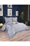 Estella 3 Piece Navy Blue Geometric Pique Set 240 X 260 cm 240 X 260 cm Dark Blue