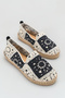 Women's Knitwear Genuine Leather Inner Lined Espadrille Casual Loafer Shoes Lais Black