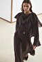 Shawl Collar Shirt Skirt Set Bitter Brown - 3