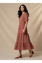 Midi Textured Tiered Dress with Short Puff Sleeves - 2