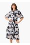 Floral Print Shirt Style Women Dress with Collar Viscose - 3