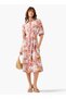 Floral Print Shirt Style Women Dress with Collar Viscose - 2