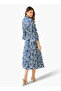 Leaf Print Viscose Women Shirt Dress with Belt - 3