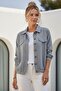 Gray Shirt Collar, Cuffed Sleeves, Double Flap Pockets, Casual Linen-Look Woven Jacket 65 65 - 4