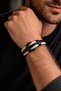 Black and White Genuine Leather Braided Men's Bracelet
