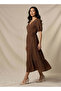 Midi Textured Tiered Dress with Short Puff Sleeves - 2
