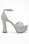 Women's Silver Glitter Platform Heeled Evening Dress Shoes - 4
