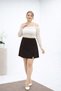 Plus Size Shorts Skirt Brown High Waist Slit Comfortable Cut Stretchy Fabric - 5