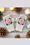 Megahan Handmade Tig Filled White Pink Rose Motif Trendy Scarf and Glove Set - 3
