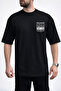 Men's Decision Chest Lettering Printed Crew Neck Black T-Shirt
