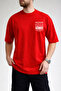 Men's Decision Chest Lettering Printed Crew Neck Red T-Shirt - 3