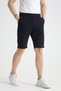 Navy Blue Men's Shorts with Print Detail, Casual Use, Adjustable Waist, Elastic, Regular Fit - 6