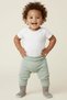 Mint Green 100% Cotton Baby Boy Pants with Socks - Soft Elastic Waistband Comfortable Baby Bottoms Sweatpants - 4