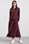 Hooded Lace Detailed Premium Fabric Sweat Skirt Set Bordo 9403-Tk - 2