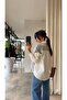 Women's Garnished Stone-Detail Oversized Shirt White Gray - 3
