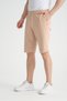 Light Beige Men's Shorts with Print Detail, Casual Use, Adjustable Elastic Waist, Regular Fit - 2