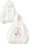Women's Cowboy Design Printed Oversize White Hooded Sweatshirt with Boots