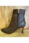 Buckle Detailed Leather Material Pointed Toe Women's Boots - 4