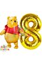 Winnie the Pooh Themed 8 Year Old Gold Foil Number Balloon Set