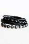 Men's Bracelet Triple Combination Onyx Natural Stone + Genuine Leather Bracelet + Spectrolite Natural Stone Bracelet