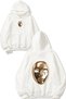 Gold Mask Design Printed Oversize White Hooded Sweatshirt