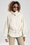 Women's Leather Double-Breasted Waist Belt Detailed Design Coat Jacket