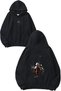Horse Battle Design Printed Oversize Black Hooded Sweatshirt