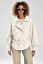 Women's Leather Double-Breasted Waist Belt Detailed Design Coat Jacket - 2