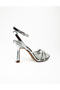 0132 Silver Heeled Women's Evening Dress Shoes - 4