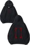 Red Frame Design Printed Oversize Black Hooded Sweatshirt