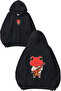 Violinist Frog Design Printed Oversize Black Hooded Sweatshirt