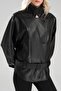 Women's Leather Double-Breasted Waist Belt Detailed Design Coat Jacket - 6