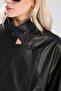 Women's Leather Double-Breasted Waist Belt Detailed Design Coat Jacket - 8