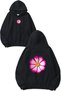 Purple Daisy Design Printed Oversize Black Hooded Sweatshirt
