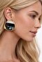 Luxury Women's Steel Noir Earrings - Yellow Triangle Geometric Stud Model - 3