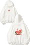 Watermelon Slice Design Printed Oversize White Hooded Sweatshirt