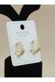 Vip Gold Color Double Row Zircon Stone Hoop Xuping Steel Earrings, Non Tarnish Steel Earrings - 7