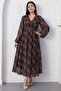 Double-Breasted Collar Long Sleeve Plaid Chiffon Dress 2026-4527 - 6