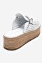 Louis White Skin Genuine Leather Closed Toe Straw Wedge Sole Slippers - 5