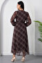 Double-Breasted Collar Long Sleeve Plaid Chiffon Dress 2026-4527 - 8
