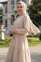 Gathered Buttoned Lace-Up Ayrobin Dress Cream Hm268811 - 2