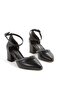 Black Leather Stone-Studded 5 cm Coated Heel with Pointed Toe Newseason - 4