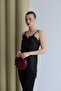 Women's Black Lace Strap Asymmetrical Satin Blouse - 2