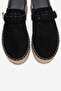 Louis Black Suede Genuine Leather Closed Toe Straw Wedge Sole Slippers - 2