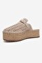 Louis Beige Suede Genuine Leather Closed Toe Straw Wedge Sole Slippers - 4