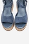 Serez Denim Blue Suede Genuine Leather Women's Straw Wedge Sandals - 2