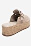 Louis Beige Suede Genuine Leather Closed Toe Straw Wedge Sole Slippers - 5
